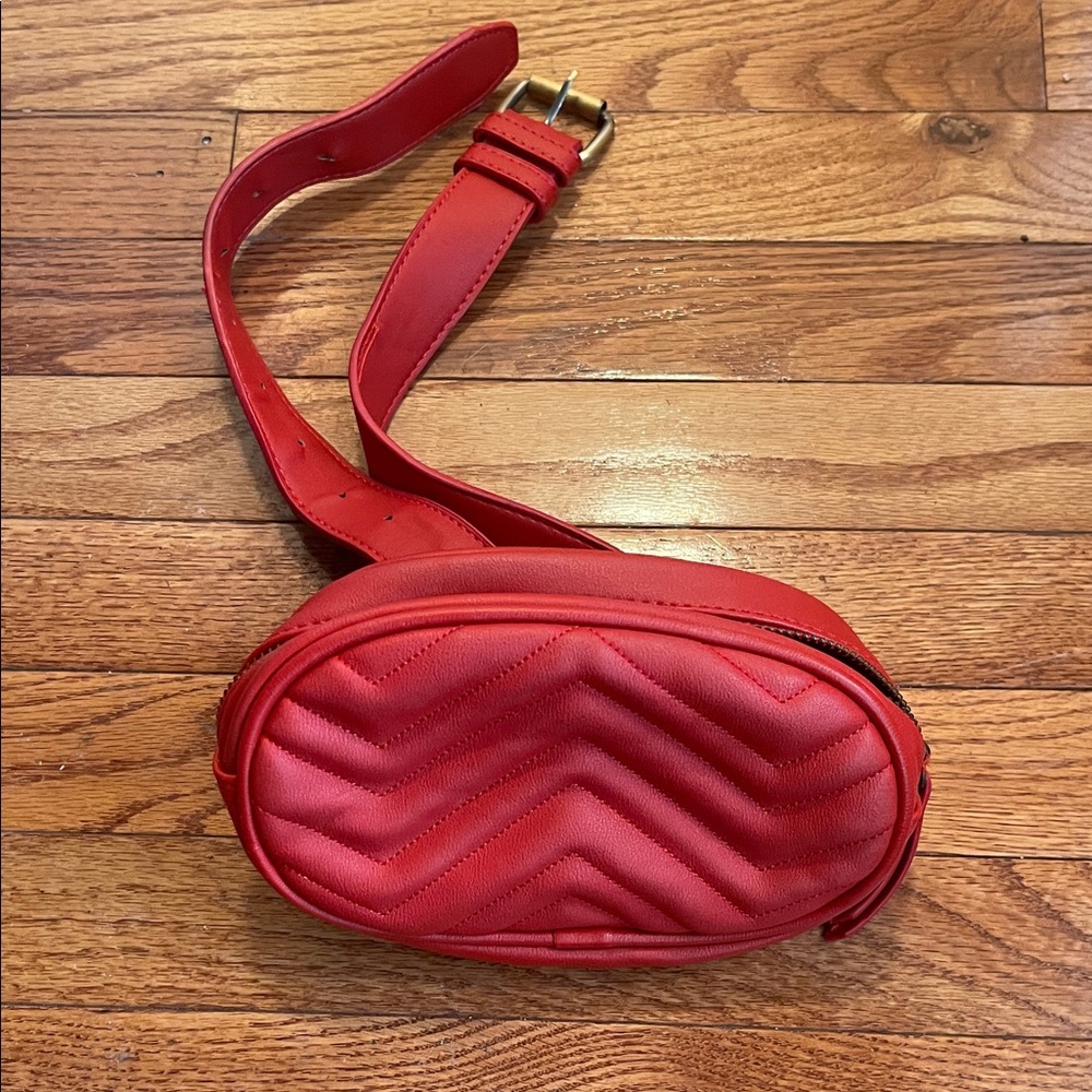 Red Quilted Crossbody Belt Bag - Chic Hands-Free Style